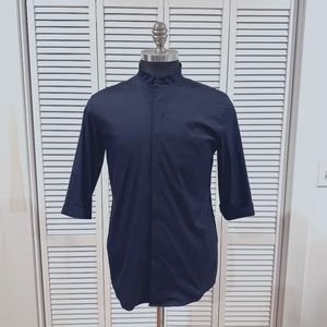 COS - Men's 3/4 Sleeve Navy Blue Button Down - Small